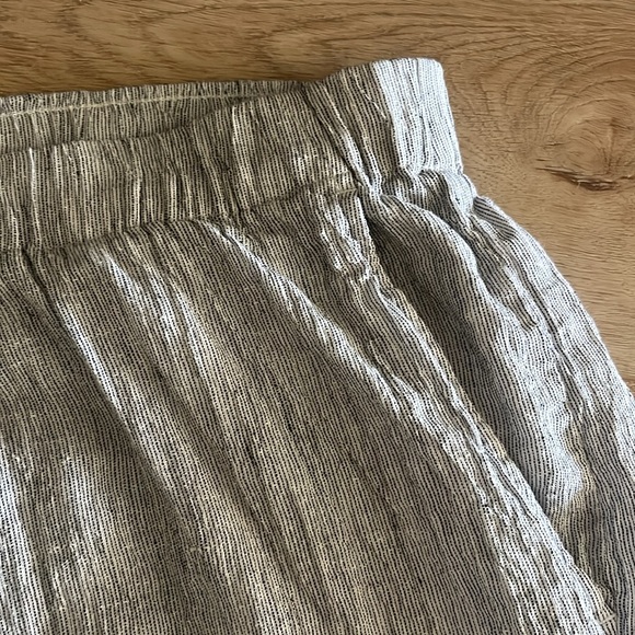 Eileen Fisher Organic Linen Crop Wide Leg Pants Striped - Picture 3 of 5